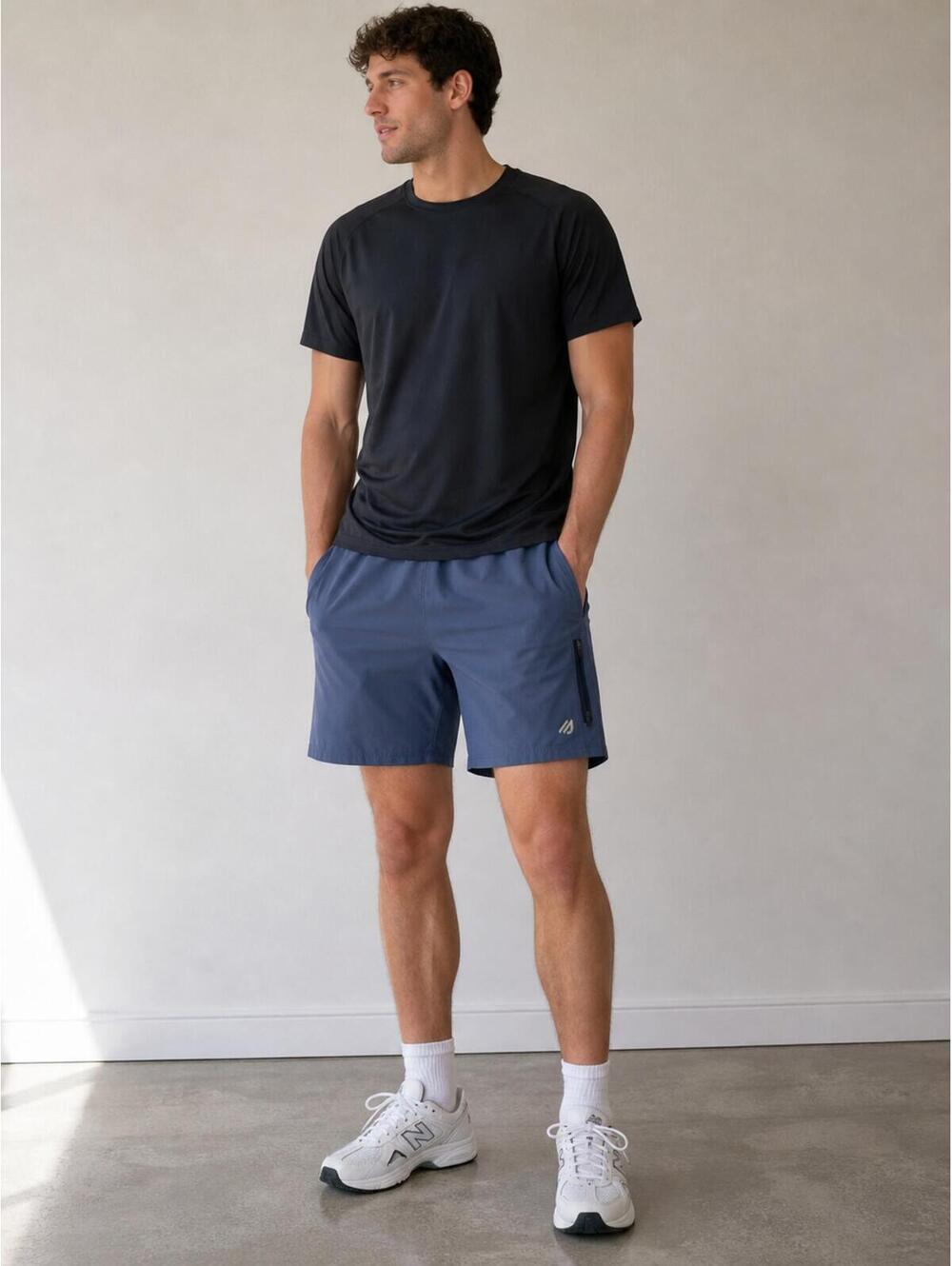 Eddie Bauer FreeDry Athletic Running Shorts Men's Large Blue Zip Pocket